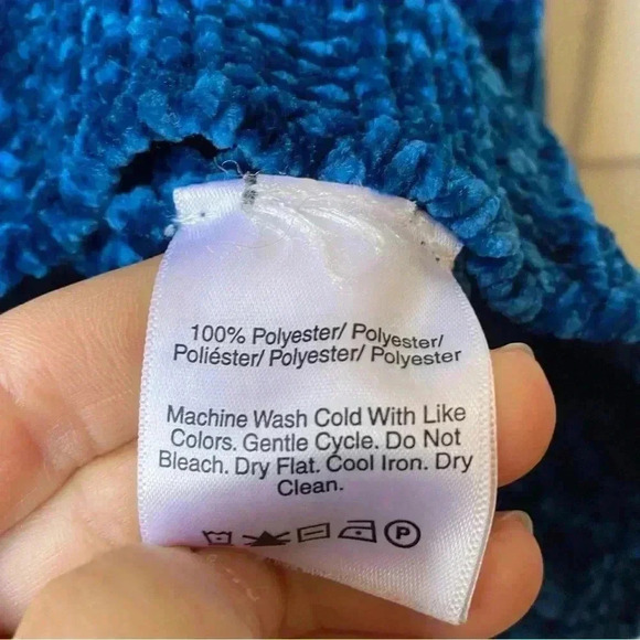 DKNY Chenille Sweater, XS (Fits Like S), Blue & Black, Cozy Christmas - Picture 7 of 12